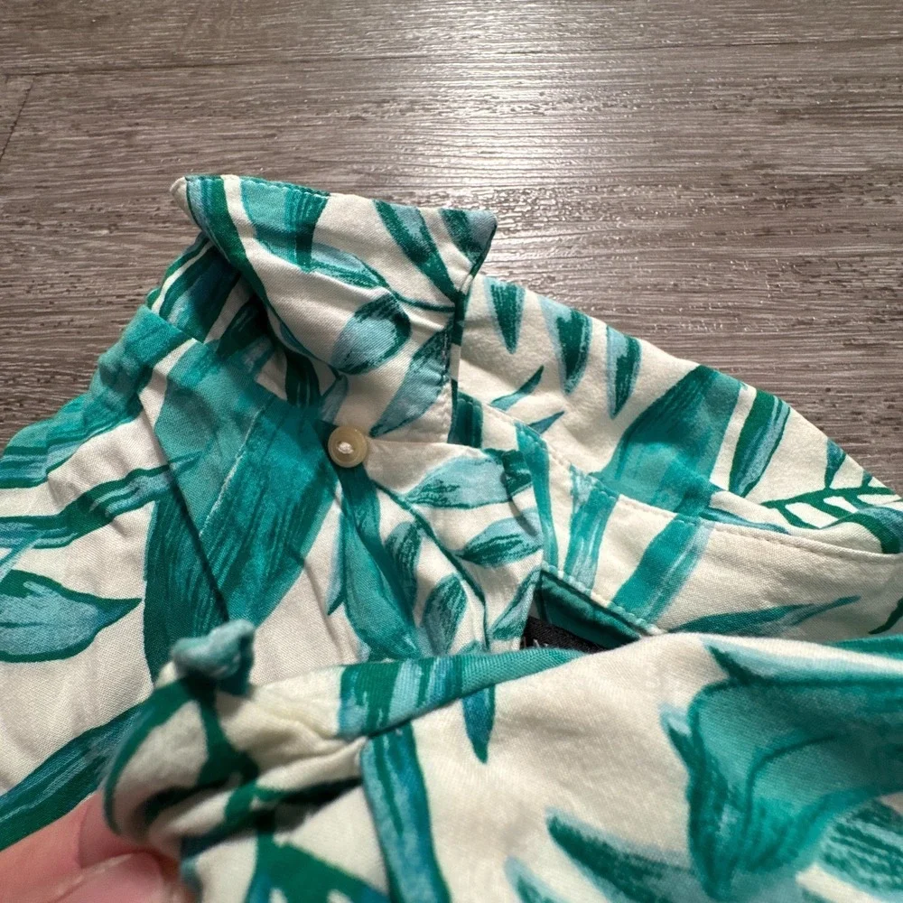 Banana Republic Shirt Mens Large‎ Floral Bamboo Palm AOP Hawaiian Loop Collar